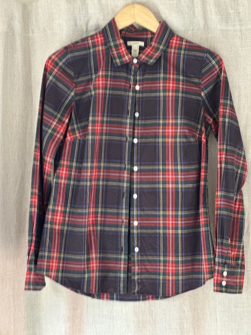 Vintage J Crew Black Watch Plaid Blouse - Picture 3 of 4